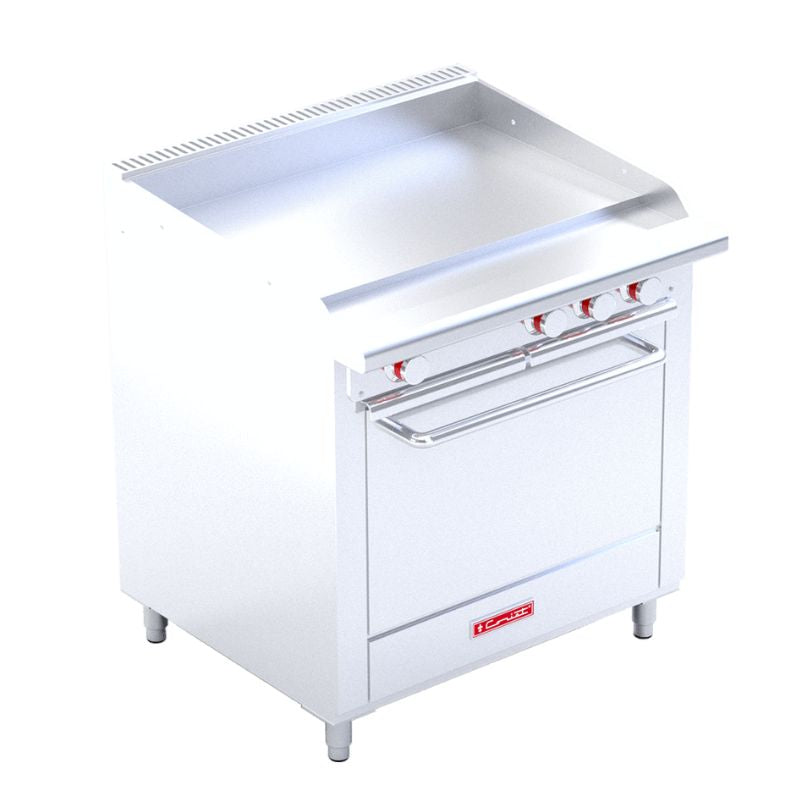 CORIAT EC-HG-GRILL DE PISO HD Estufa a gas de plancha, 3 quemadores en "U", horno incluido. Máxima productividad.