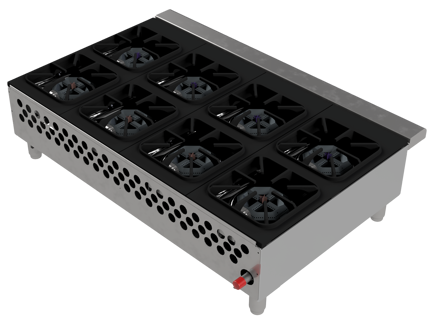 CORIAT PCV-8 DE MESA MASTER PREMIUM Parrilla a Gas de 8 Quemadores octagonales sólidos en hierro fundido. 25010411