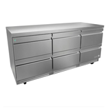 Mesa Refrigerada Bajo Mostrador Premium 6 Cajones Acero Inox 25.4 Pies Asber AUTR-72-D6 P HC