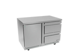 Mesa Refrigerada Bajo Mostrador Premium 1 Puerta 2 Cajones Acero Inox 20.6 Pies Asber AUTR-60-D2 P HC