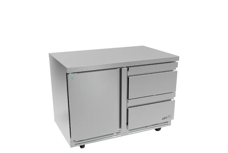 ASBER AUTR-48-D2 P HC Mesa Bajo Mostrador Refrigerada – Premium con 1 Puerta y 2 Cajones, 16.7 pies