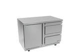 ASBER AUTR-48-D2 P HC Mesa Bajo Mostrador Refrigerada – Premium con 1 Puerta y 2 Cajones, 16.7 pies