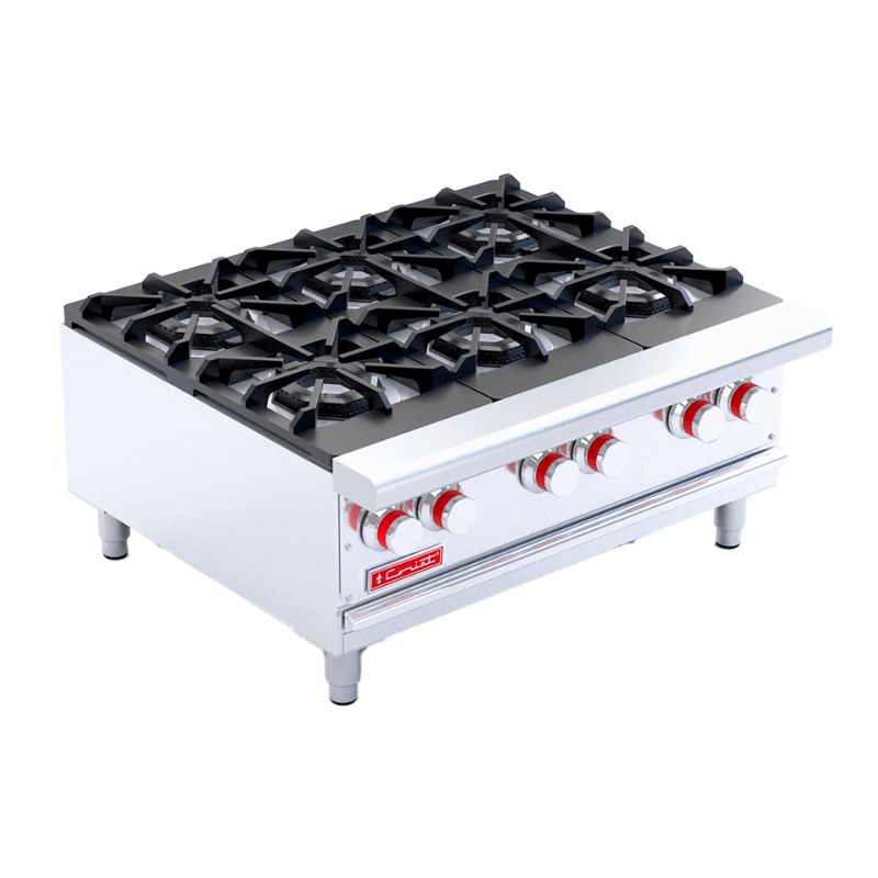 CORIAT PCV-6 DE MESA HD Parrilla a Gas Resistente con 6 Quemadores Octagonales Sólidos de Hierro Fundido.