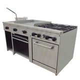 ASBER AMR-60 Estufa Multiple 4 Fuegos Abiertos + Plancha 24" + Horno + Gratinador + Freidor Envio Cobrar Estufas / Mixtos / Con y sin Horno ASBER 