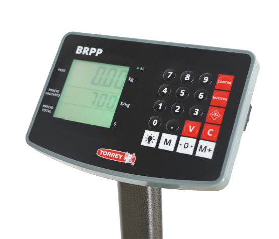 Báscula de Recibo, con Plato Anti-derrapante, Doble Pantalla, Batería Recargable 200 kg Torrey BRPP-200