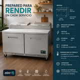 Mesa Refrigerada Para Preparación Pizza 2 Puertas Acero Inox 16.8 Pies Asber APTP-60 HC
