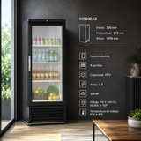 Refrigerador Vertical Vinil Negro 1 Puerta Cristal 17 Pies Asber ARM-17 HC