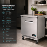 Mesa Refrigerada Bajo Mostrador 1 Puerta Acero Inox 6.9 Pies Asber AUTR-27 HC