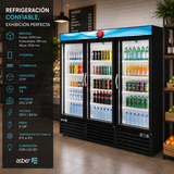 Refrigerador Vertical Vinil Negro 3 Puertas Cristal 72 Pies Asber ARMD-72 HC