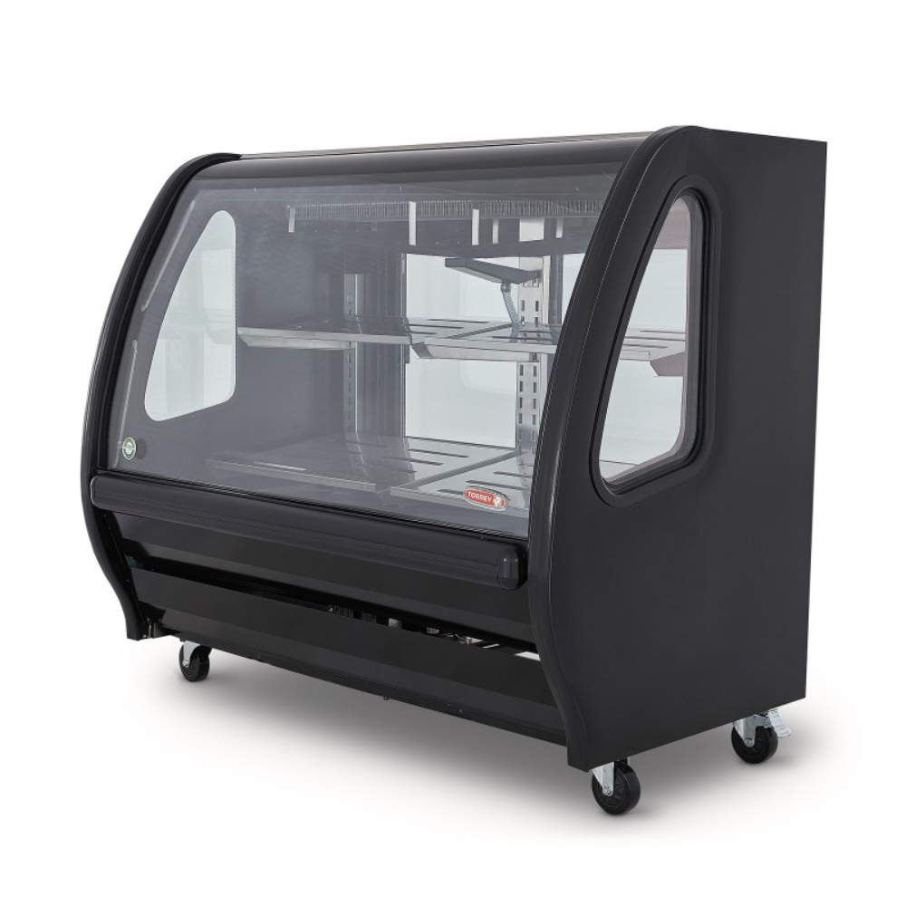 Vitrina Exhibidora Vidrio Curvo Negra 150cm Torrey TEM150N LS