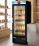 Refrigerador Vertical Vinil Negro 1 Puerta Cristal 23 Pies Asber ARMD-23 HC