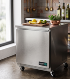 Mesa Congelador Bajo Barra 1 Puerta Acero Inox 6.9 Pies Asber AUTF-27 HC