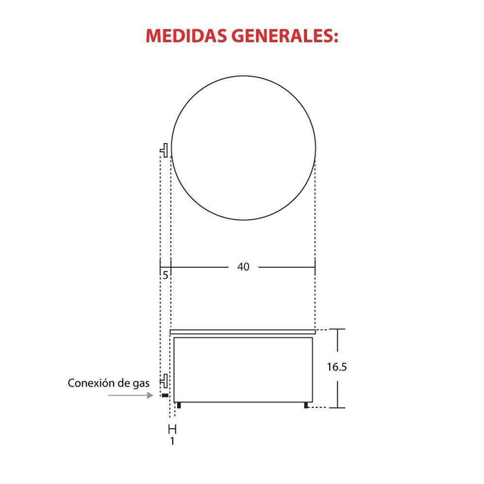Crepera a Gas 40 LP cm Placa Teflón INMEZA FACTORY GALT LP