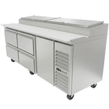 Mesa Refrigerada Para Pizzas Premium 1 Puerta 4 Cajones Acero Inox 30.2 Pies Asber APTP-93-D4 P HC