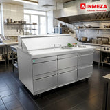 Mesa Refrigerada Para Preparación Ensaladas Premium 6 Cajones Acero Inox 25.4 Pies Asber APTS-72-18-D6 P HC