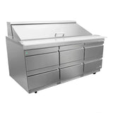 Mesa Refrigerada Para Preparación Ensaladas Premium 6 Cajones Acero Inox 25.4 Pies Asber APTS-72-18-D6 P HC