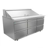 Mesa Refrigerada Para Preparación Ensaladas Premium 6 Cajones Acero Inox 25.4 Pies Asber APTS-72-18-D6 P HC