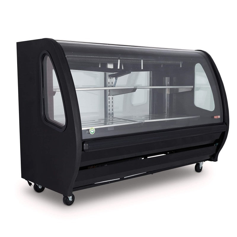 Vitrina Exhibidora Vidrio Curvo Negra 200cm Torrey TEM200N LS
