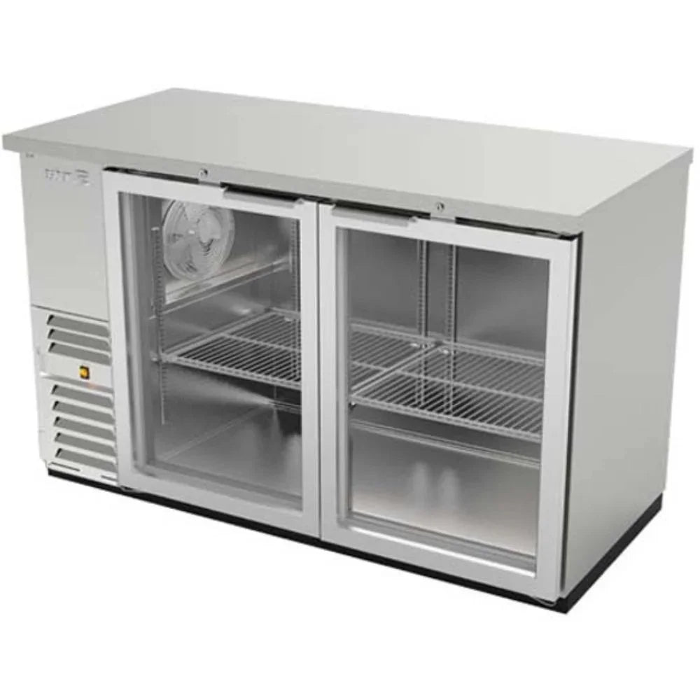 Refrigerador Contrabarra Acero Inox 2 Puertas Cristal Deslizables 11.3 Pies Asber ABBC-24-48-SG SD HC