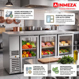 Refrigerador Contrabarra Acero Inox 3 Puertas Cristal Deslizables 18.3 Pies Asber ABBC-24-72-SG-SD HC