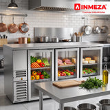 Refrigerador Contrabarra Acero Inox 3 Puertas Cristal Deslizables 18.3 Pies Asber ABBC-24-72-SG-SD HC