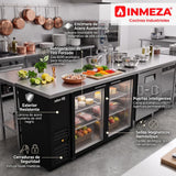 Refrigerador Contrabarra Vinil Negro 2 Puertas Cristal Deslizables 15.3 Pies Asber ABBC-24-60-G SD HC