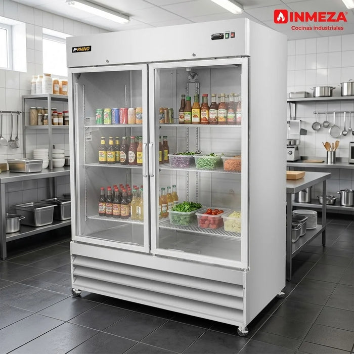 Refrigerador Vertical Acero Inox Puerta de Cristal 47 Pies Rhino REVECRI-47