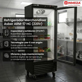 Refrigerador Vertical Vinil Negro 1 Puerta Cristal 220V 17 Pies Asber ARM-17 HC 220
