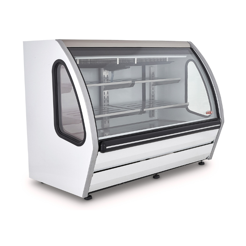 Vitrina Delicatessen Exhibidora Vidrio Curvo 152cm Blanco Torrey DRD5-LS-B