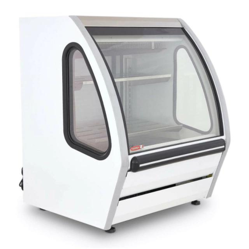 Vitrina Delicatessen Exhibidora Vidrio Curvo 91.5cm Blanco Torrey DRD3-LS-B