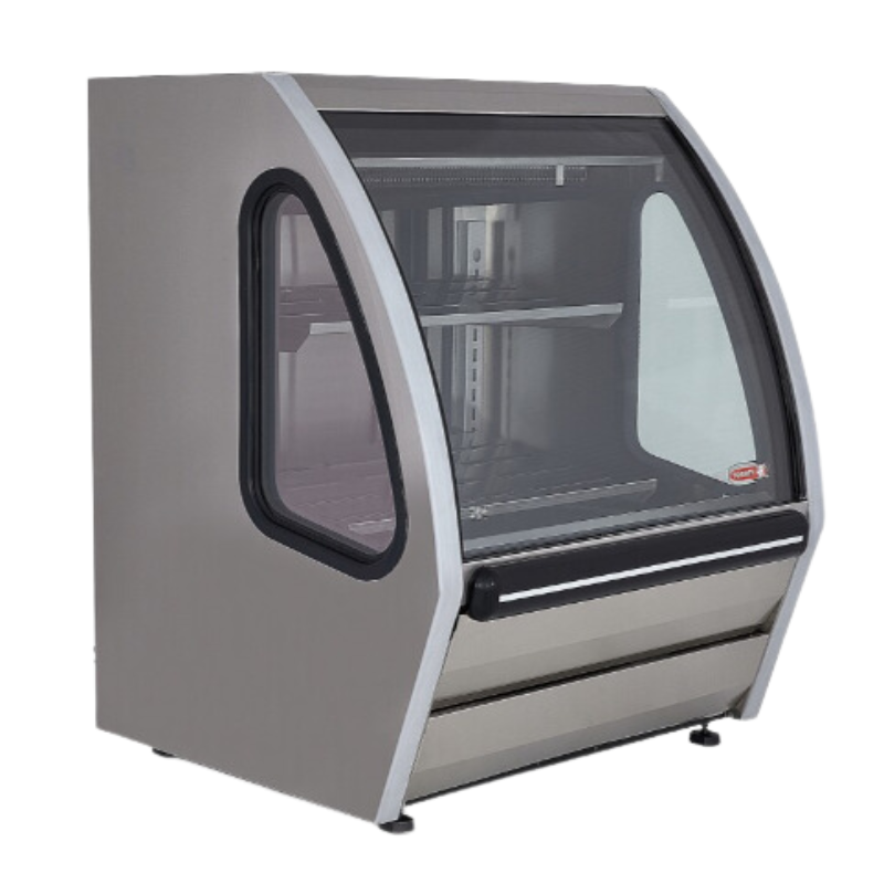 Vitrina Delicatessen Exhibidora Vidrio Curvo 91.5cm Acero Inox Torrey DRD3-LS-AI