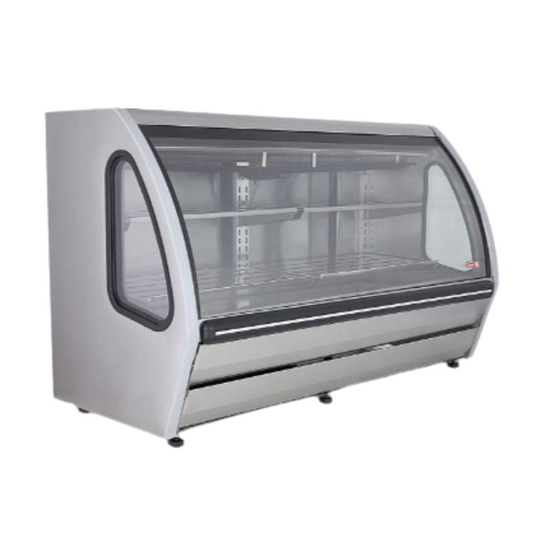 Vitrina Delicatessen Exhibidora Vidrio Curvo 182cm Acero Inox Torrey DRD6-LS-AI