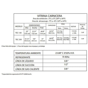 Torrey TEC130-AI Vitrina tramo exhibidor carnicero modular 1.3m frente (PTVC-0006) Envío por cobrar Vitrinas / Exhibidores TORREY 