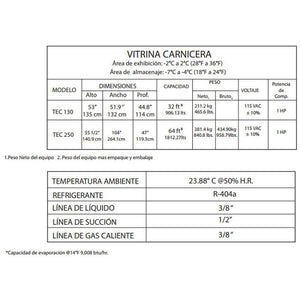 Torrey TEC250 Vitrina tramo exhibidor carnicero modular 2.5m frente (PTVC-0001) Envío por cobrar Vitrinas / Exhibidores TORREY 