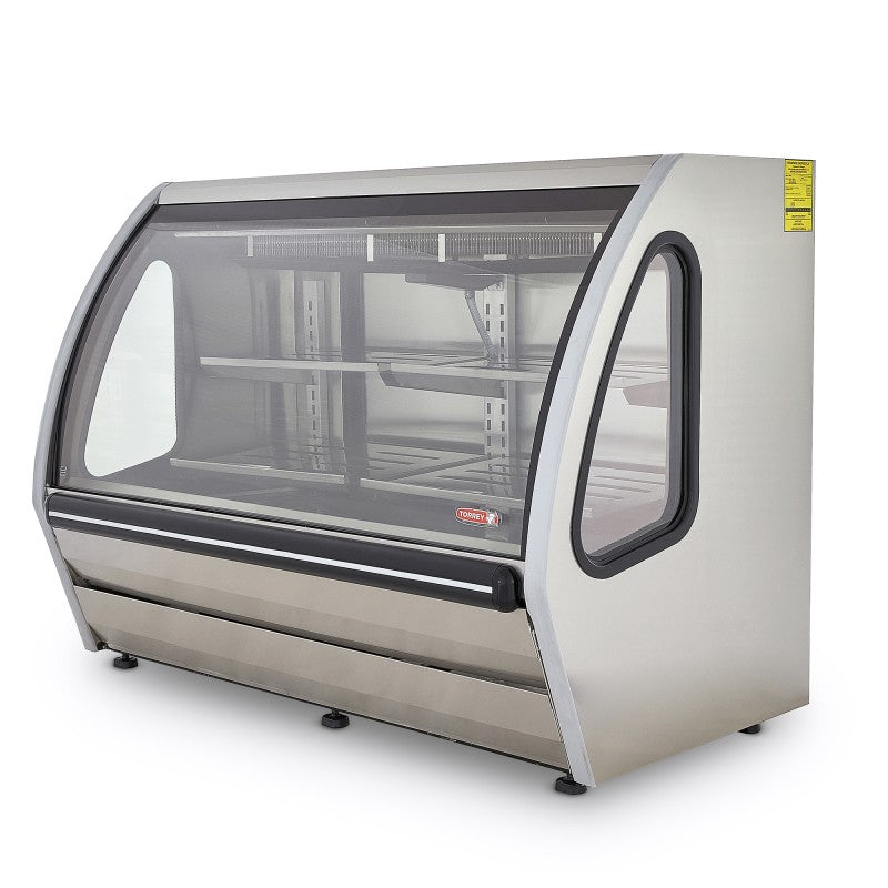 Vitrina Exhibidora Vidrio Curvo 152cm Acero Inox Torrey DRD5-AI