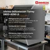 Vitrina Delicatessen Exhibidora Vidrio Curvo 91.5cm Acero Inox Torrey DRD3-LS-AI