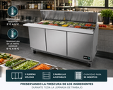 Mesa Refrigerada Para Preparación 3 Puertas Acero Inox 20.6 Pies Asber APTM-72-30 HC