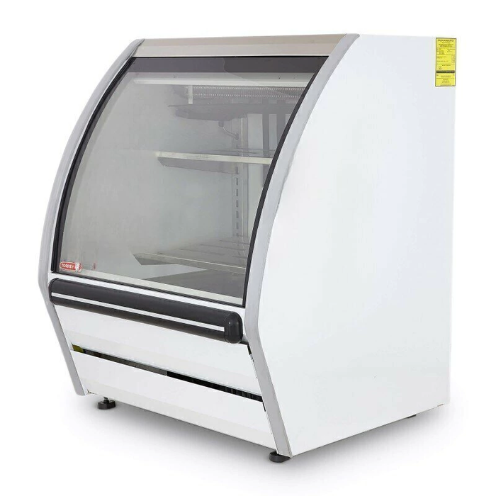 Vitrina Delicatessen Exhibidora Vidrio Curvo Vista Lateral 91.5cm Blanco Torrey DRD3-LS-B