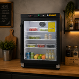Refrigerador Vertical Negro Puerta de Cristal 4 Pies Rhino REVEAB-4C