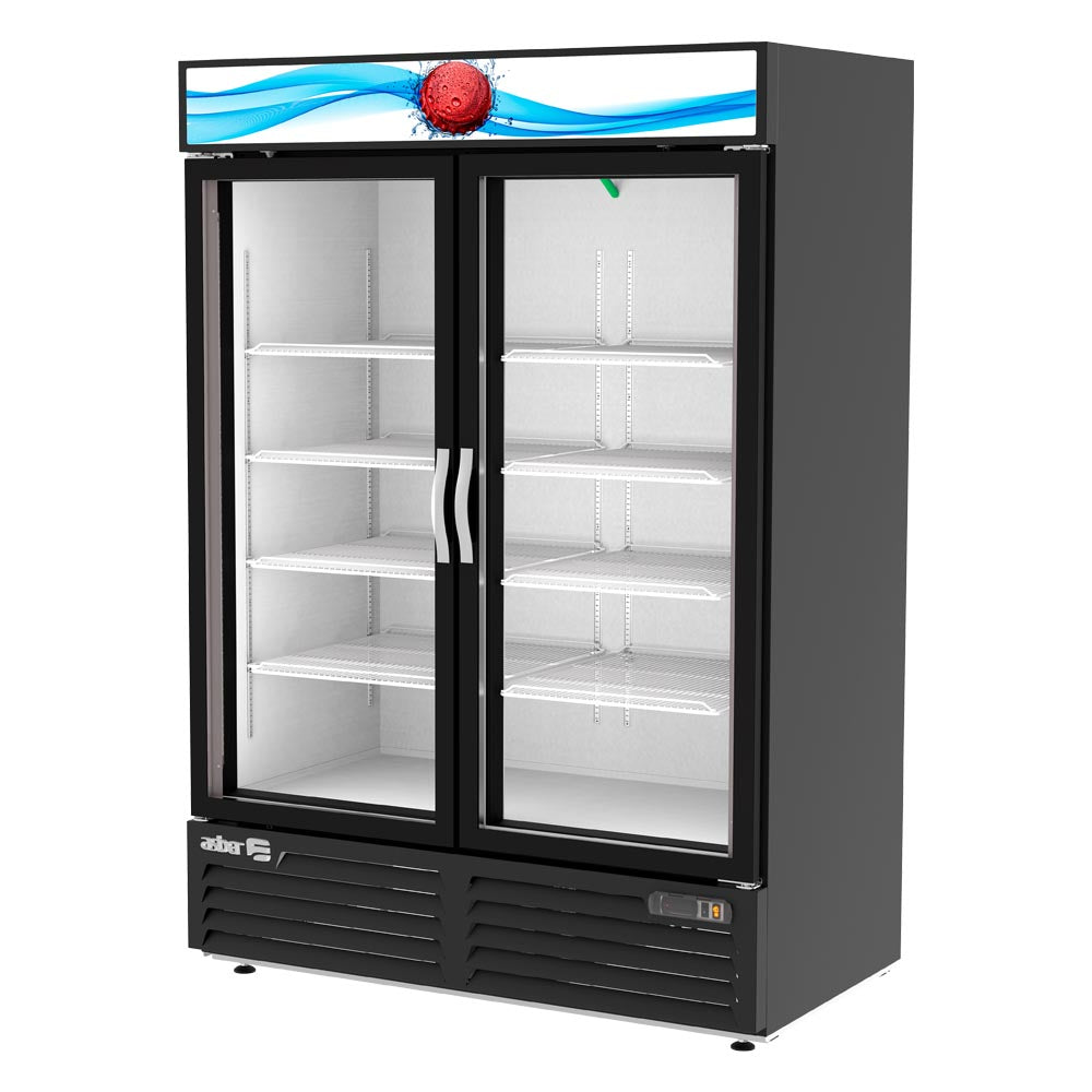 Asber ARMD-49 HC Refrigerador 2 Puertas de Cristal 49 Pies Vinil Negro
