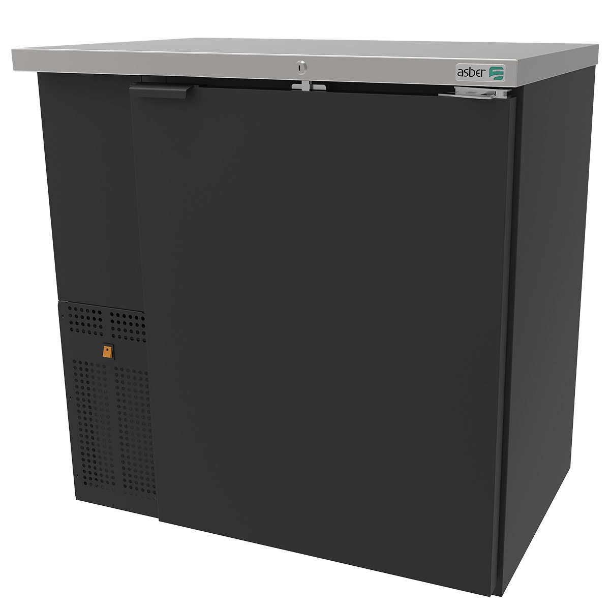 ASBER ABBC-24-36-HC Refrigerador de Contrabarra en Vinil Negro Puerta Solida Envío por Cobrar Refrigeracion ASBER 