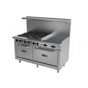 ASBER AEMR-2-G24-B6-60-H Estufa 6 Fuegos Abiertos + Plancha 24"+ 2 Hornos 24" y 36" Envío por Cobrar Estufas / Mixtos / Con y sin Horno ASBER 