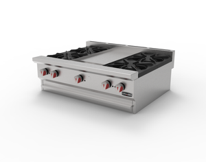 Drago cg-40p parrilla de 4 quemadores y plancha de 1´