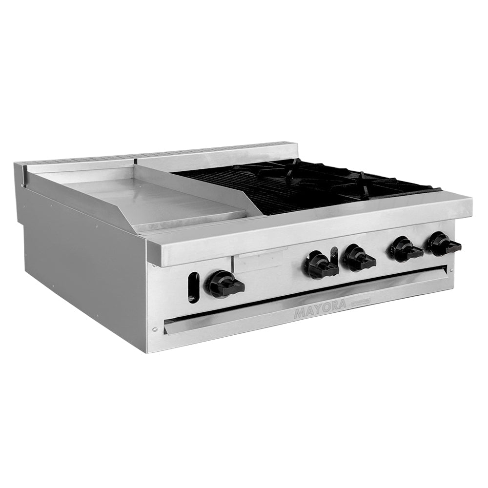 MAYORA EM3/1P+1A+1Q ESTUFA TRIPLE 1 PLANCHA 1 ASADOR 1 QUEMADOR GAS LP