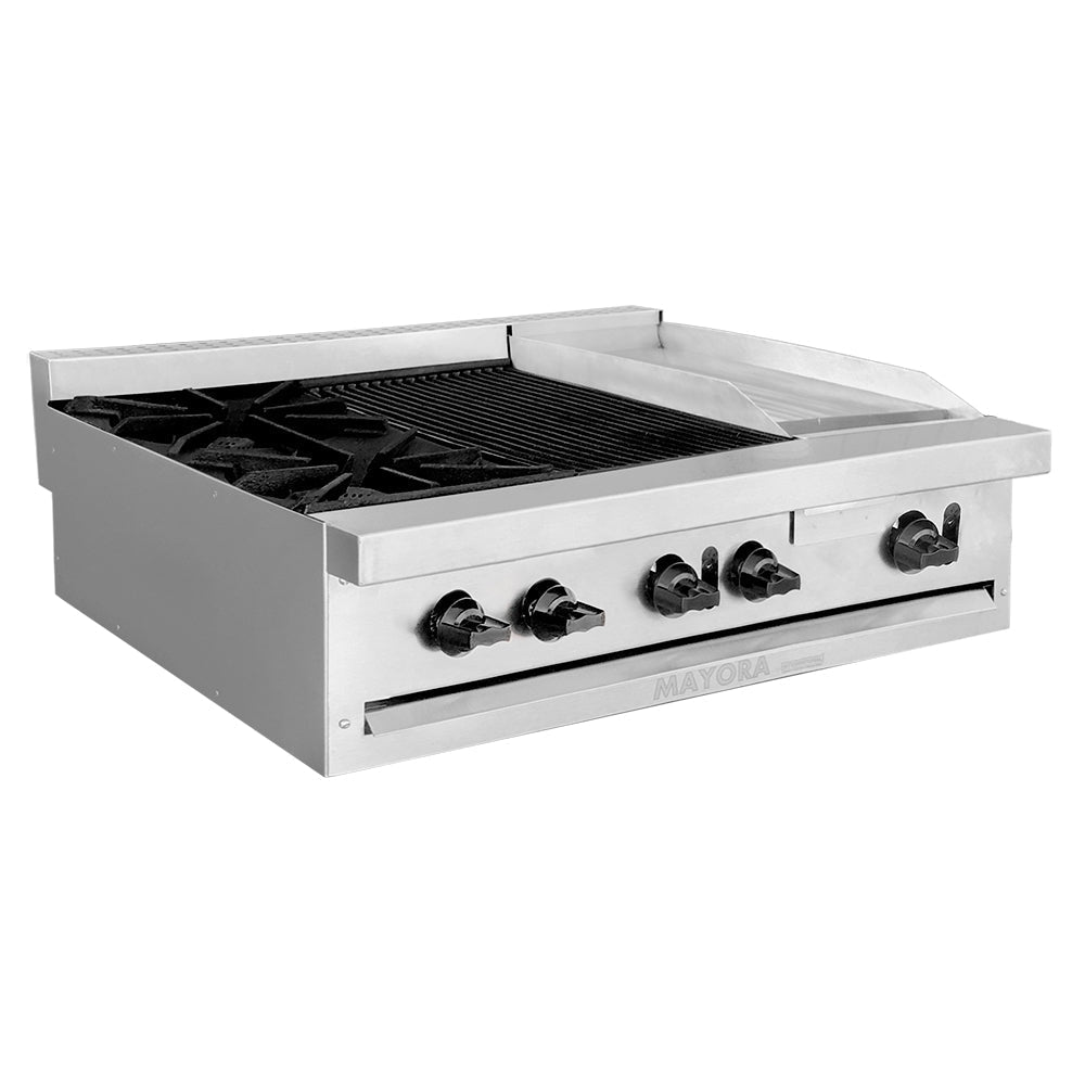 Mayora EM3/1Q+1A+1P Estufa Modular Triple 1 Sección de Quemadores, 1 Sección de Asador, 1 Sección de Plancha