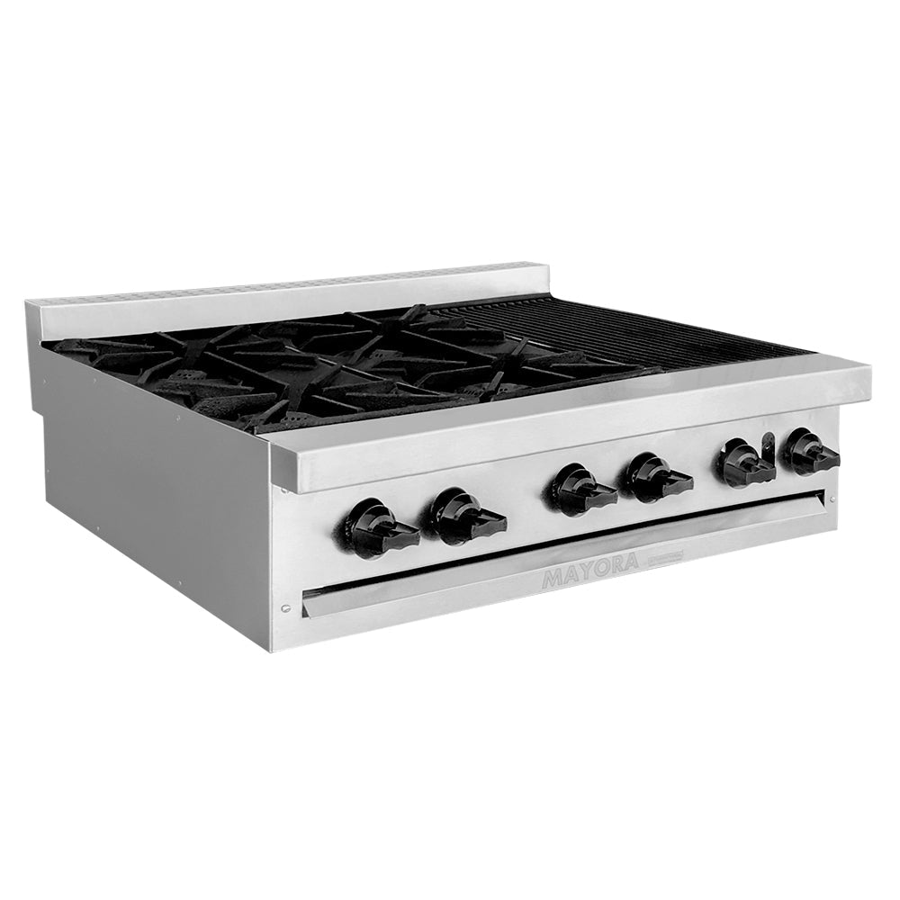 Mayora EM3/2Q+1A Estufa Modular Triple 2 Secciones de Quemadores, 1 Seccion de Asador
