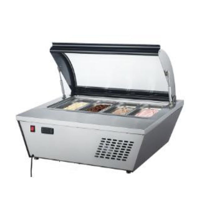 Base Congelada Para Helados De 4 Insertos De Sobre Mesa Con Tapa 110V Migsa RTD-67L