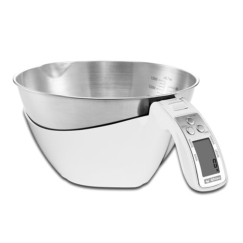 Bascula Cocina Mililitros Onzas Tazas Acero Inoxidable 5 kg Rhino BATA-5