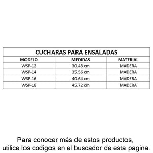 ISBW WSP-12 WDSP012 Cuchara Cucharon de Madera para Ensalada 12" (30.48 cm) Utensilios ISBW 