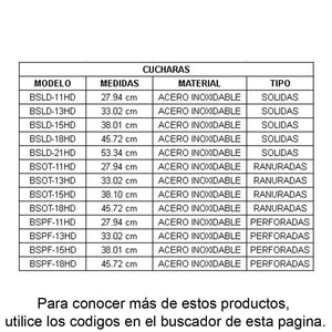 Update BSOT-18HD Cuchara Inoxidable Ranurada para Cocina 18" (45.72 cm)